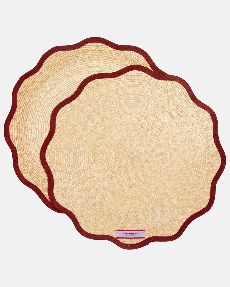 La DoubleJ Set Cloud Solid Bordeaux aus zwei Tischsets Beige