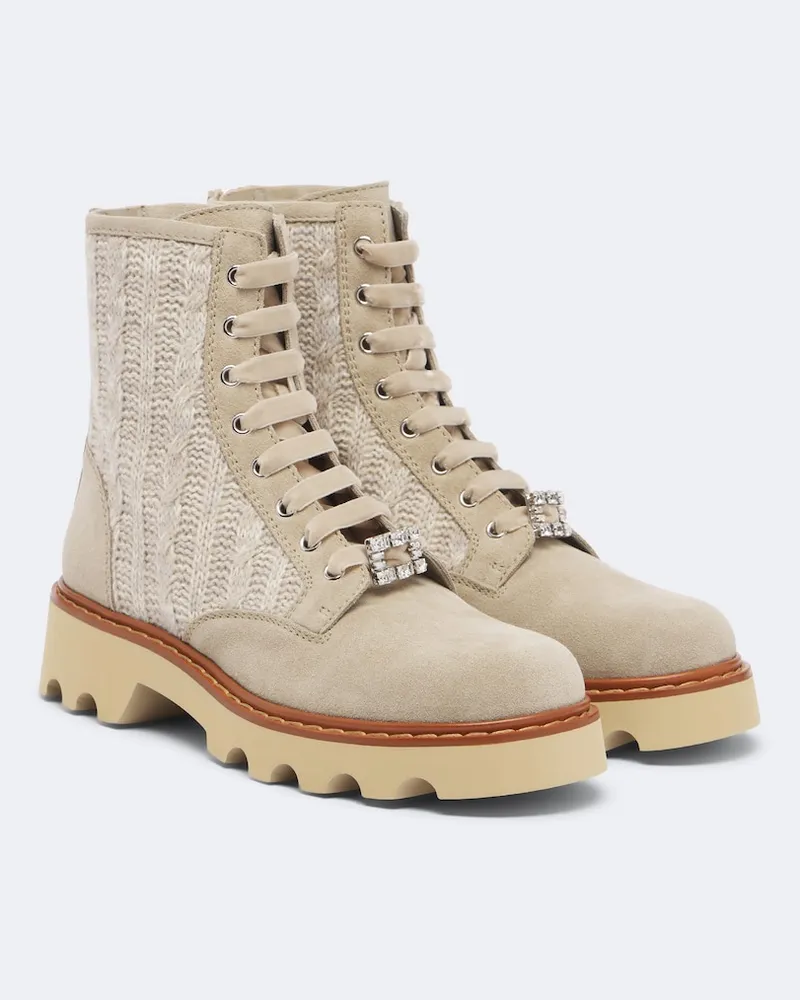 Roger Vivier Ankle Boots Viv' Rangers Truck Beige