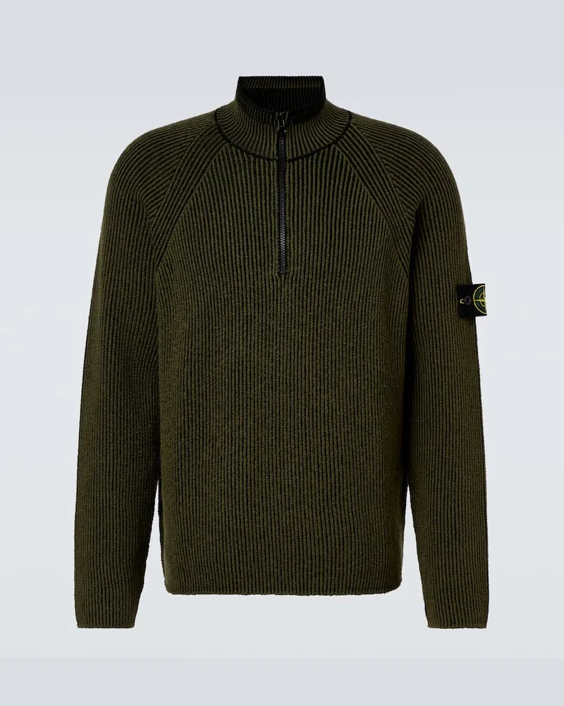 Stone Island Pullover Compass aus einem Wollgemisch Grün