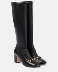 Gucci Stiefel Horsebit aus Leder Schwarz