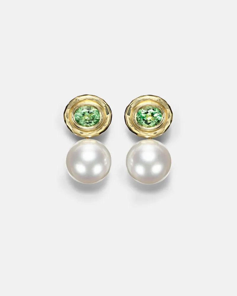 Octavia Elizabeth Ohrringe aus 18kt Gelbgold mit Turmalin und Südseeperlen Gold