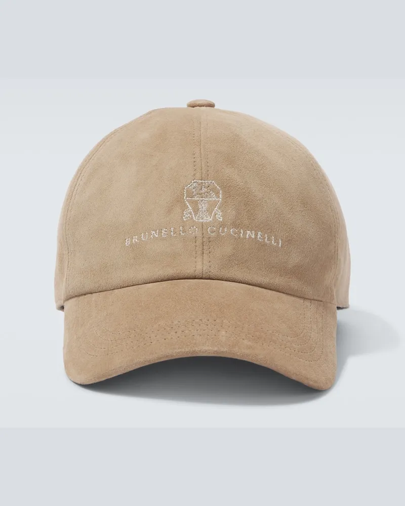 Brunello Cucinelli Baseballcap aus Veloursleder Beige