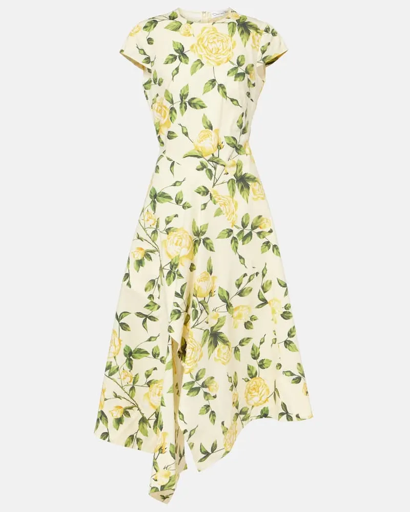 Oscar de la Renta Midikleid aus Popeline Gelb