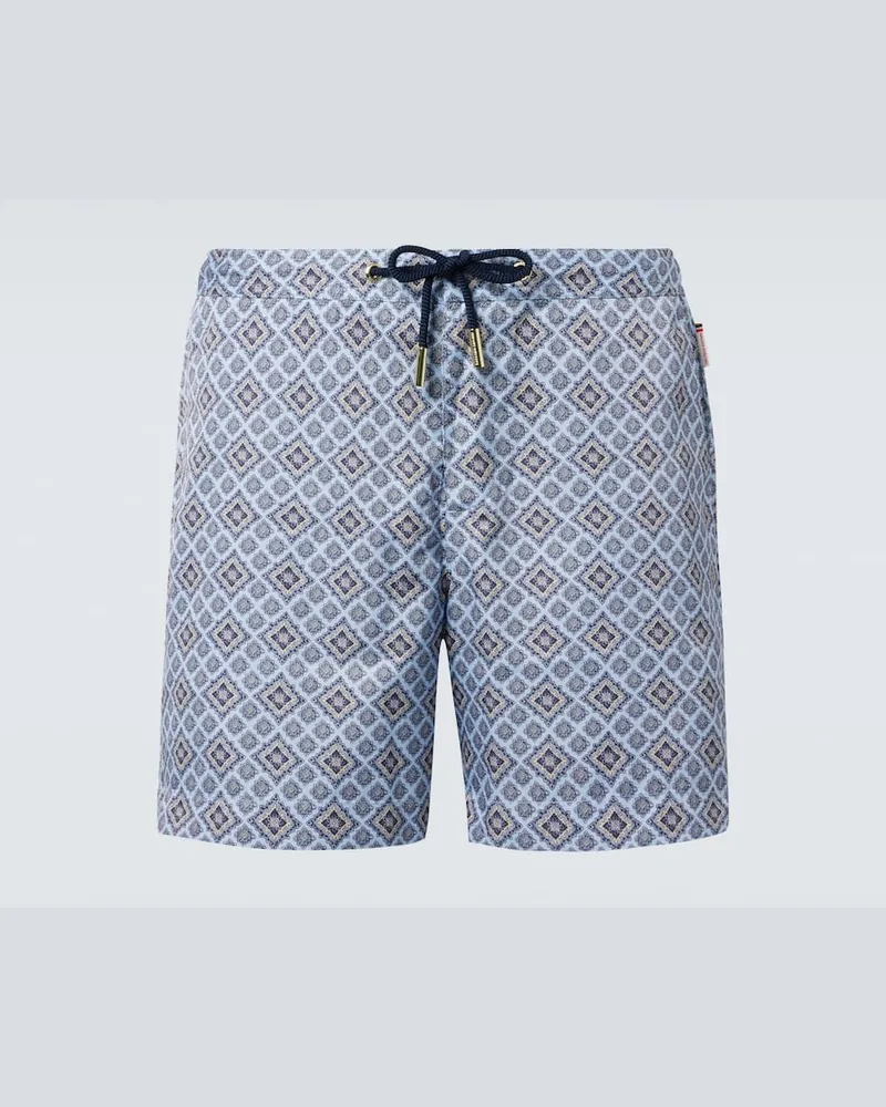 Orlebar Brown Bedruckte Badeshorts Bulldog Blau