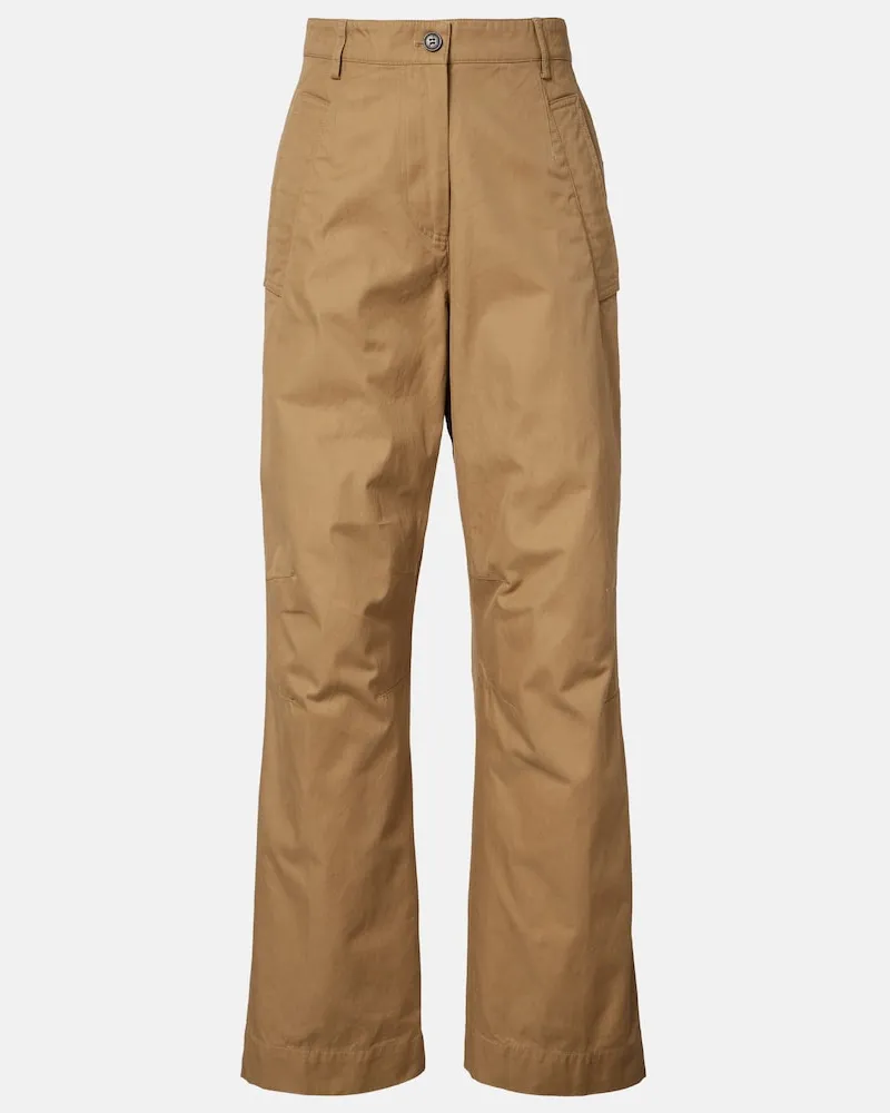 Dries van Noten Weite Hose aus Baumwolle Beige