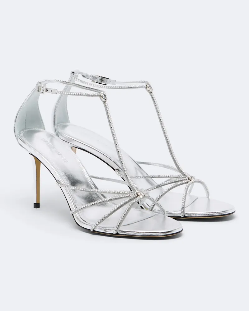 Mach & Mach Verzierte Sandalen Daisy aus Leder Silber