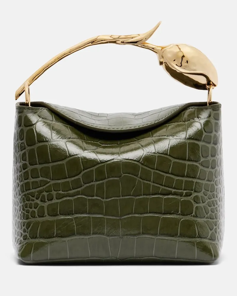 Erdem Tote Bag Bloom Mini aus Leder Grün