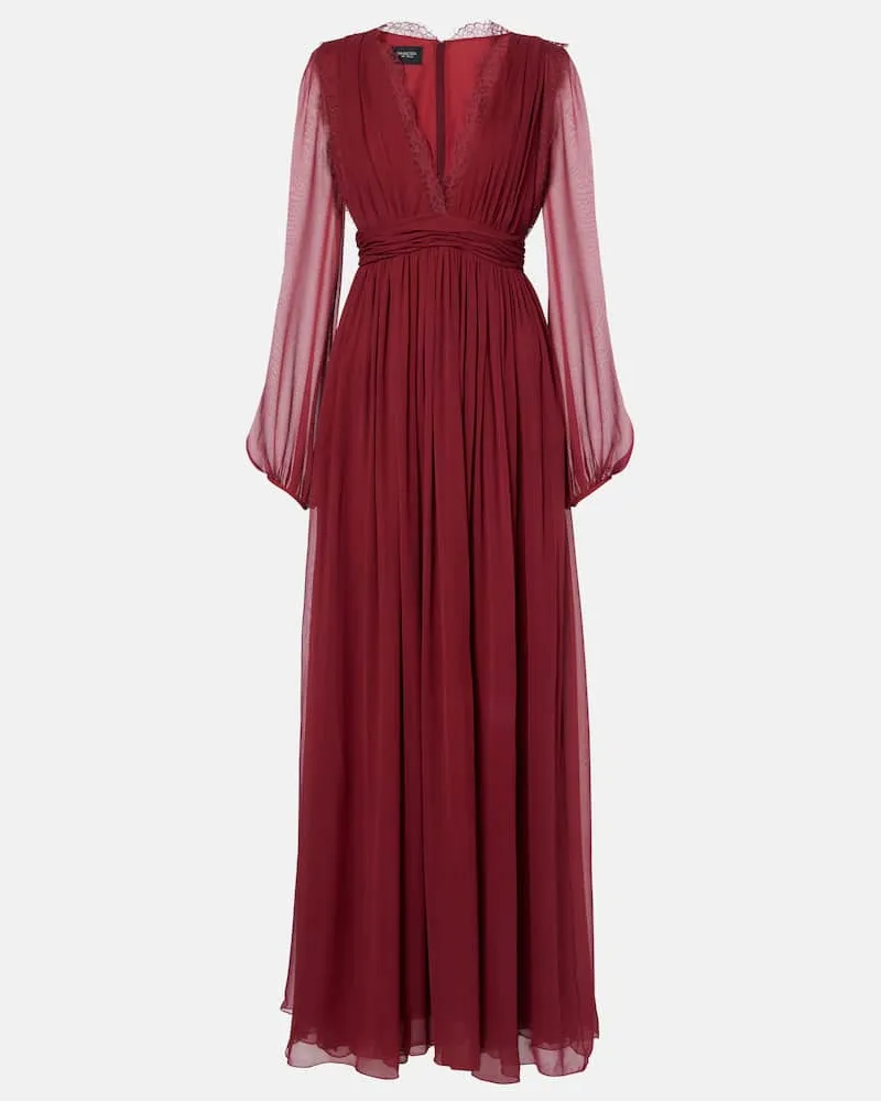 Giambattista Valli Robe aus Seiden-Georgette mit Spitze Rot