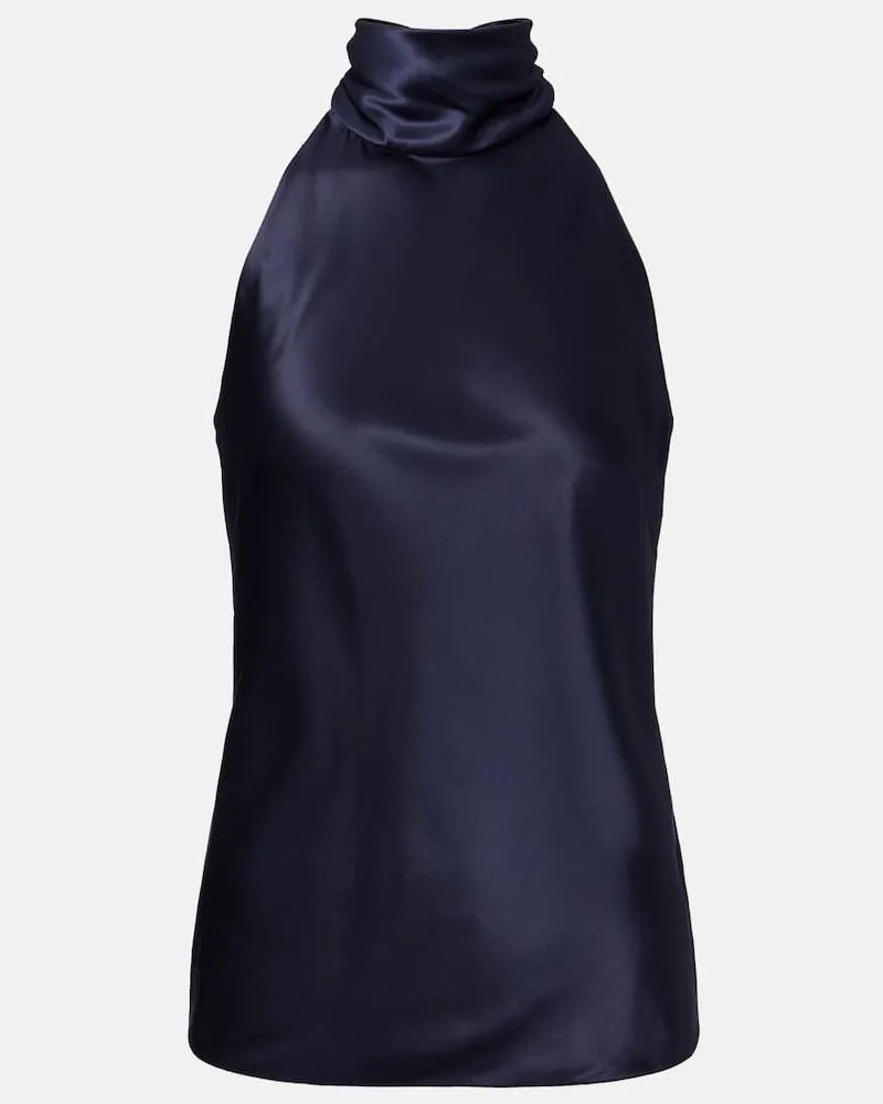 Ralph Lauren Top Chilton aus einem Seidengemisch Blau