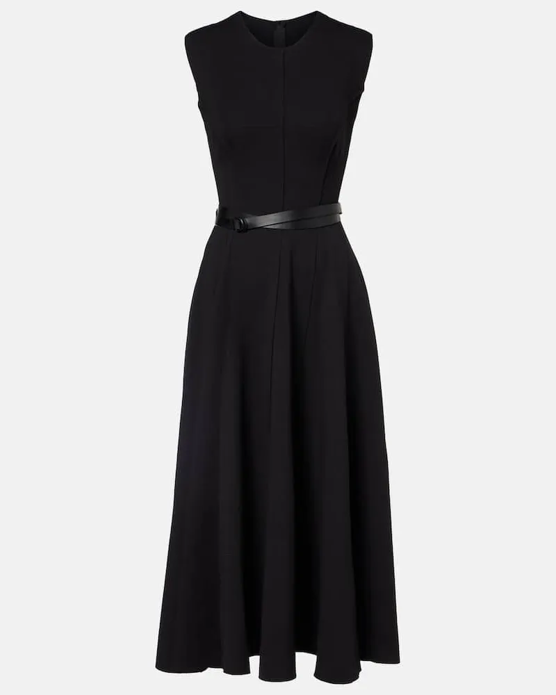 Norma Kamali Midikleid aus einem Baumwollgemisch Schwarz