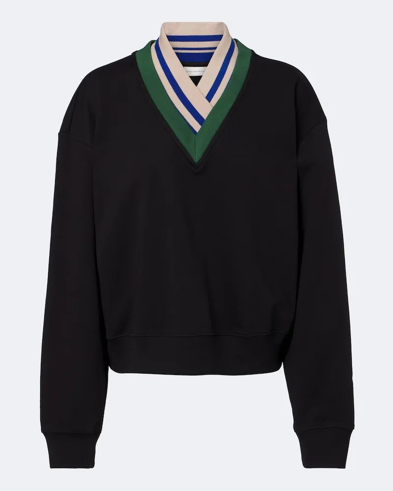 Dries van Noten Sweatshirt aus Baumwoll-Jersey Schwarz