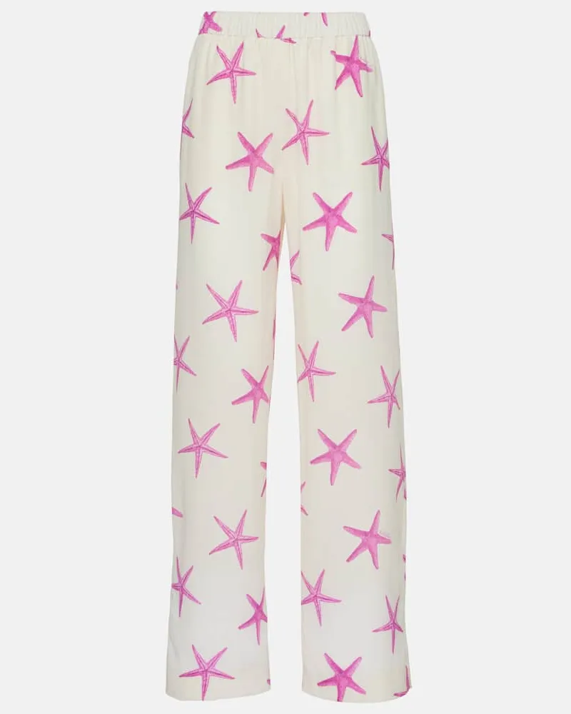Valentino Garavani Palazzo-Hose Starfish aus Seide Weiß