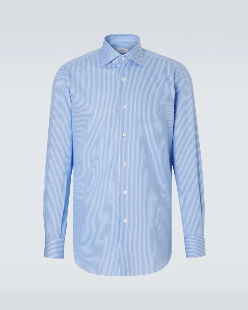 Brioni Hemd aus Baumwollpopeline Blau