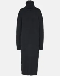 Saint Laurent Midikleid aus Wolle Schwarz