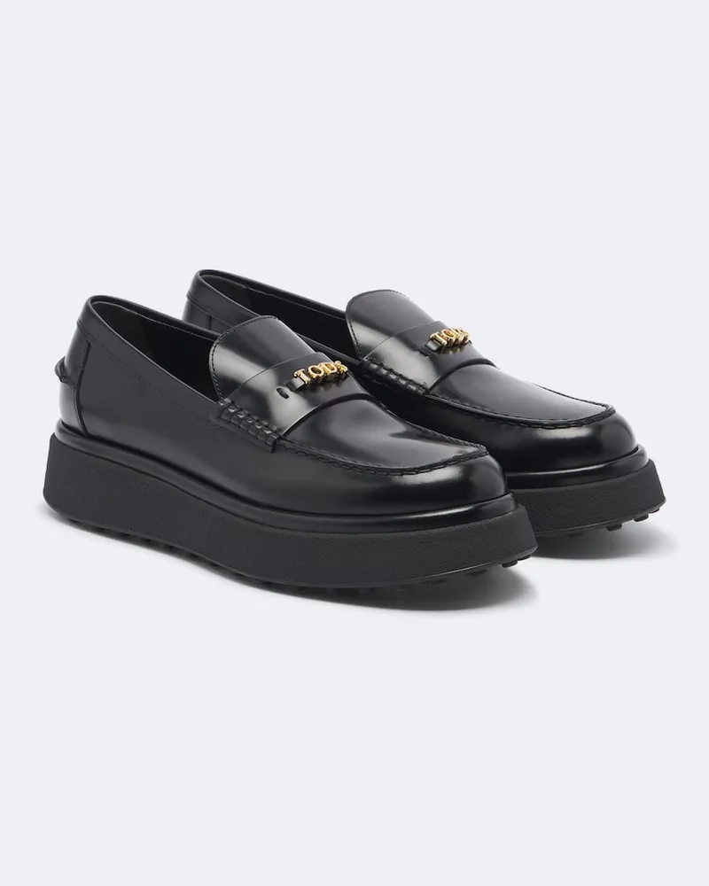 TOD'S Plateau-Loafers aus Leder Schwarz