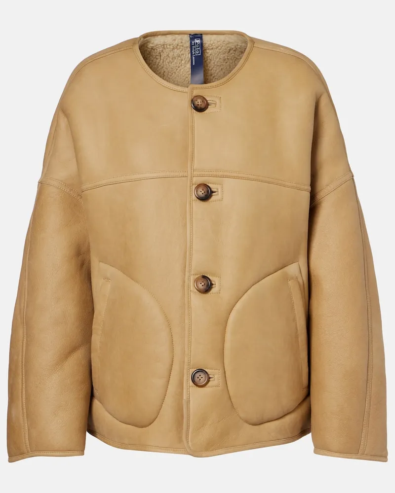 Ralph Lauren Wendbare Jacke aus Leder Beige