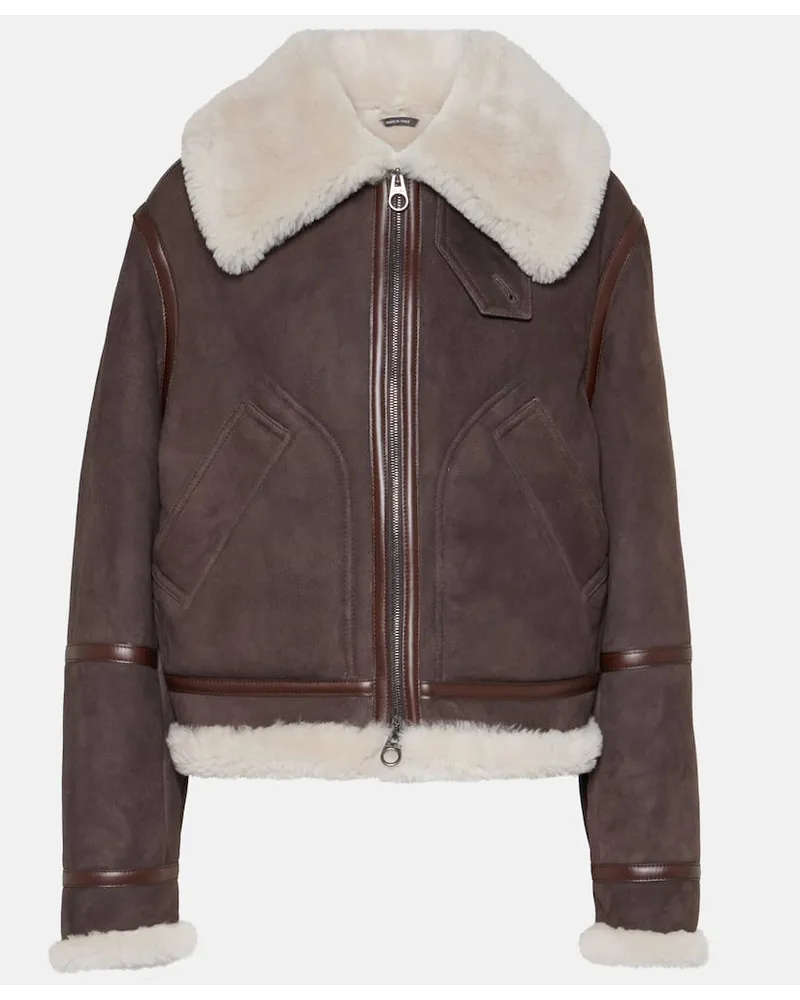 Loro Piana Jacke aus Veloursleder mit Shearling Braun