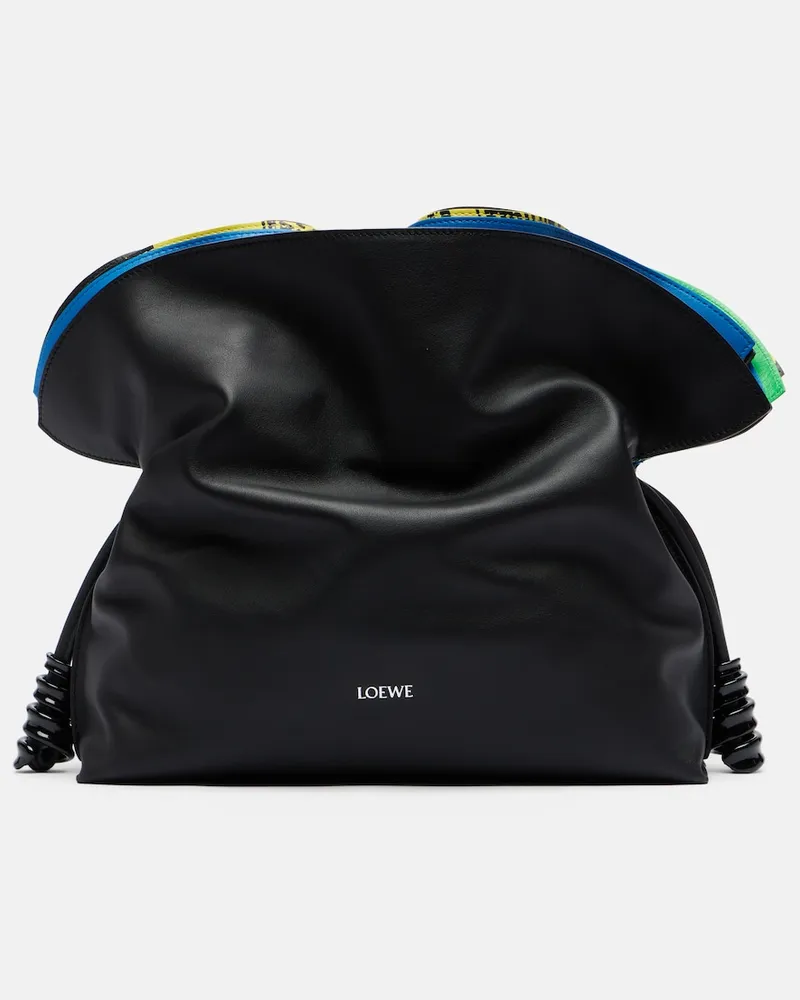 Loewe Clutch Flamenco aus Leder Schwarz