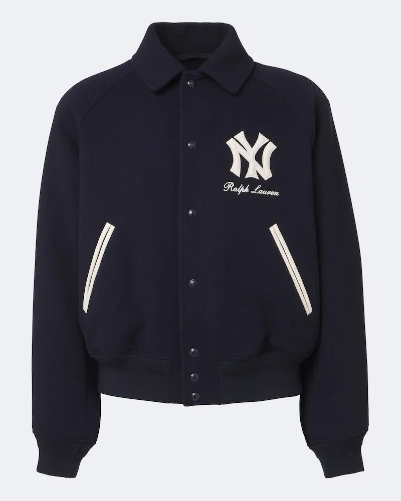 Ralph Lauren Bestickter Blouson aus Woll-Twill mit Shearling Blau
