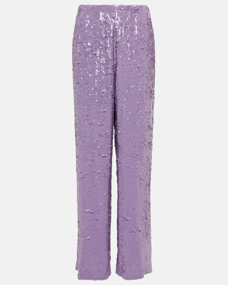 Dries van Noten Gerade Hose mit Pailletten Violett