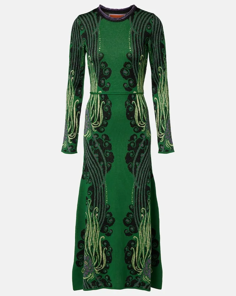 La DoubleJ Midikleid Bee aus Jacquard Grün