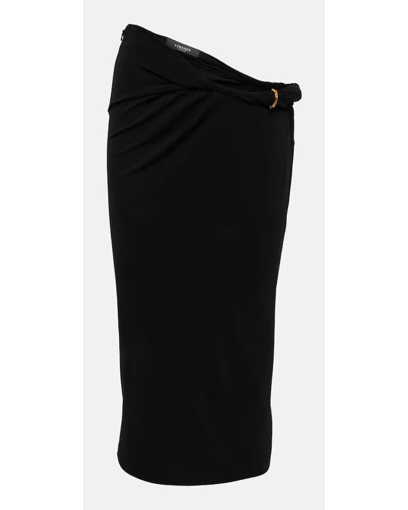 Versace High-Rise-Midirock Schwarz