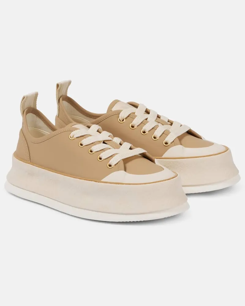 Max Mara Plateau-Sneakers aus Leder Neutral