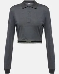 Loewe Cropped-Polopullover aus Baumwolle Grau