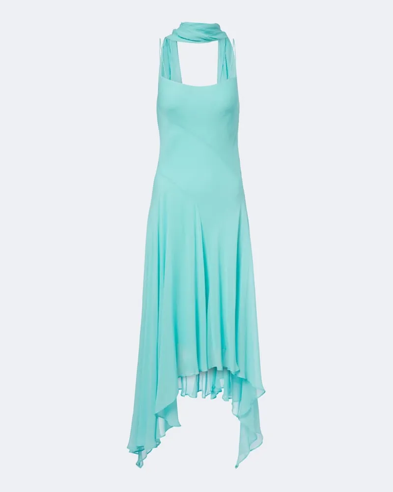 De La Vali Midikleid Komi aus Georgette Blau