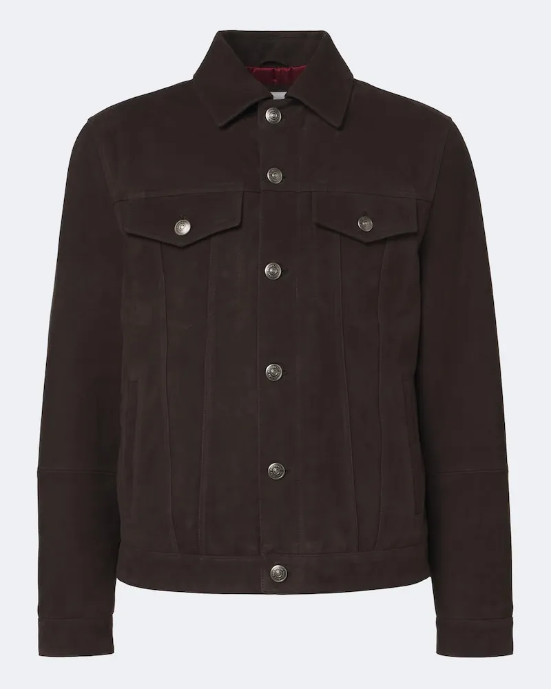 Brunello Cucinelli Jacke aus Veloursleder Braun
