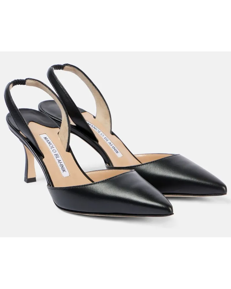 Manolo Blahnik Slingback-Pumps Carolyne 70 aus Leder Schwarz