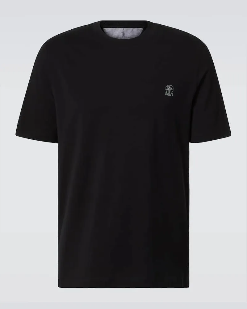 Brunello Cucinelli T-Shirt aus Baumwoll-Jersey Schwarz