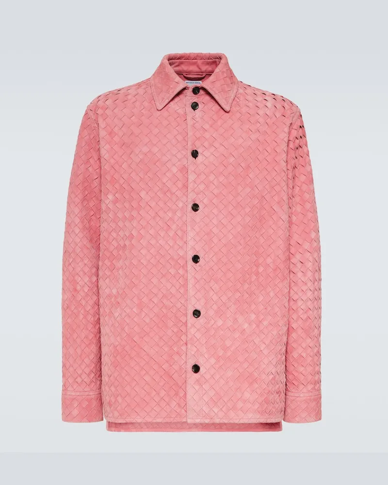 Bottega Veneta Hemd Intrecciato aus Veloursleder Rosa