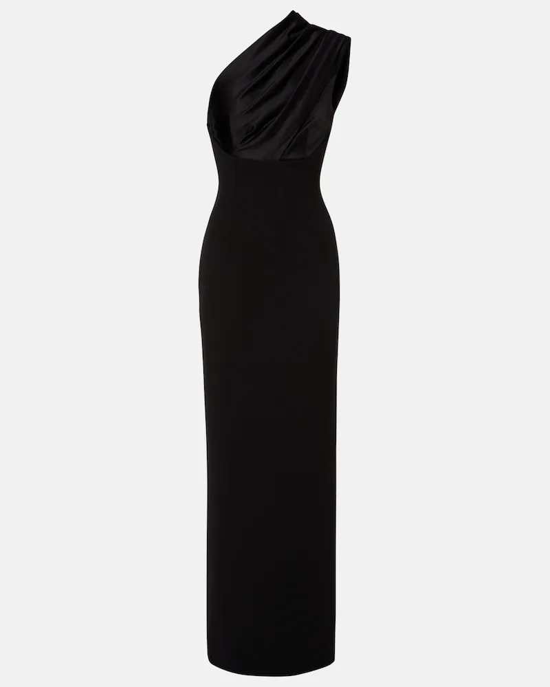 Solace London One-Shoulder-Robe Gracie mit Satinbesatz Schwarz
