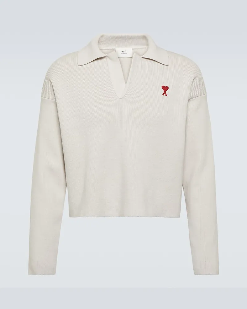 AMI Paris Polopullover Ami de Cœur aus einem Baumwollgemisch Weiß