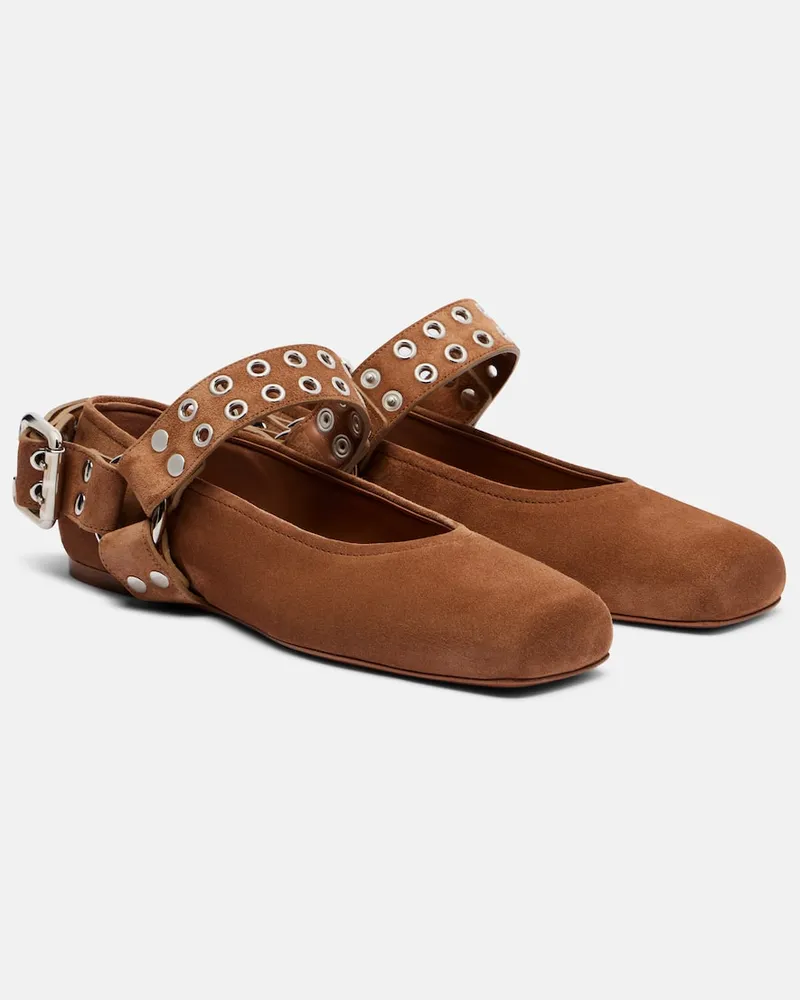 Alaïa Alaïa Mary-Jane-Ballerinas Biker aus Veloursleder Braun