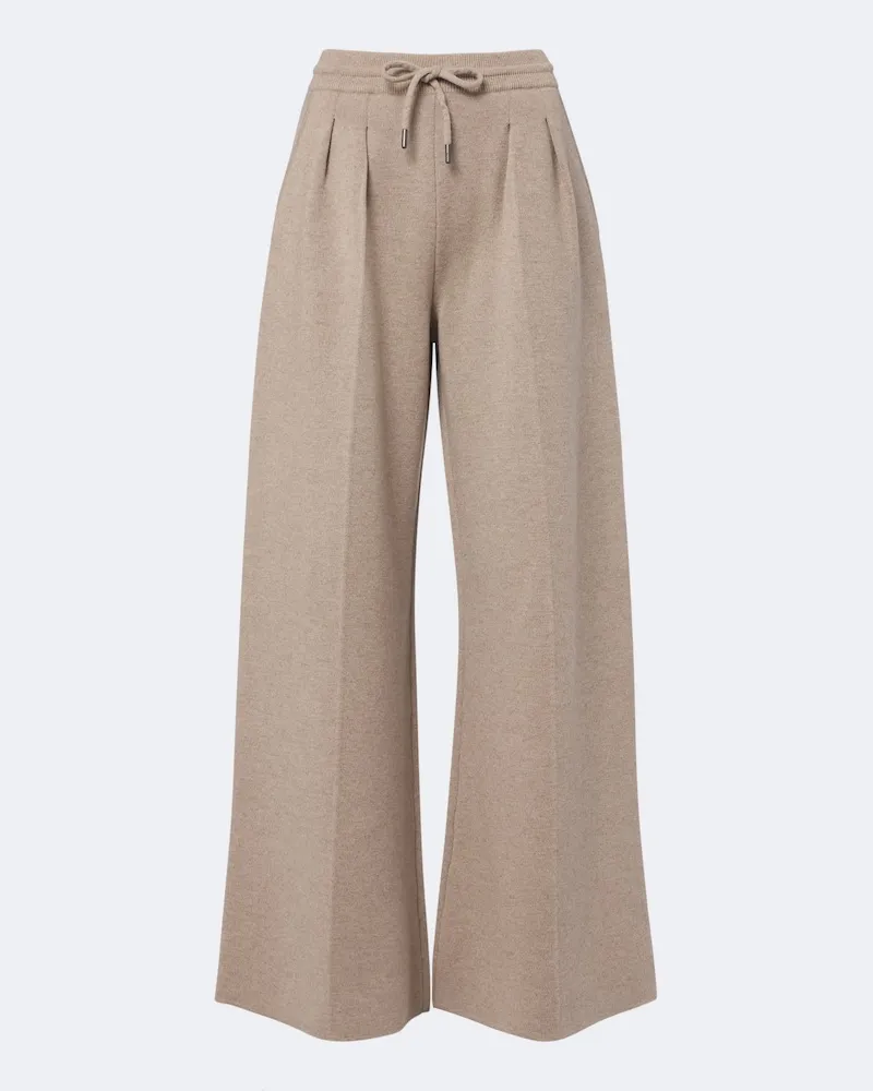 Max Mara Weite Hose aus Wolle und Kaschmir Beige
