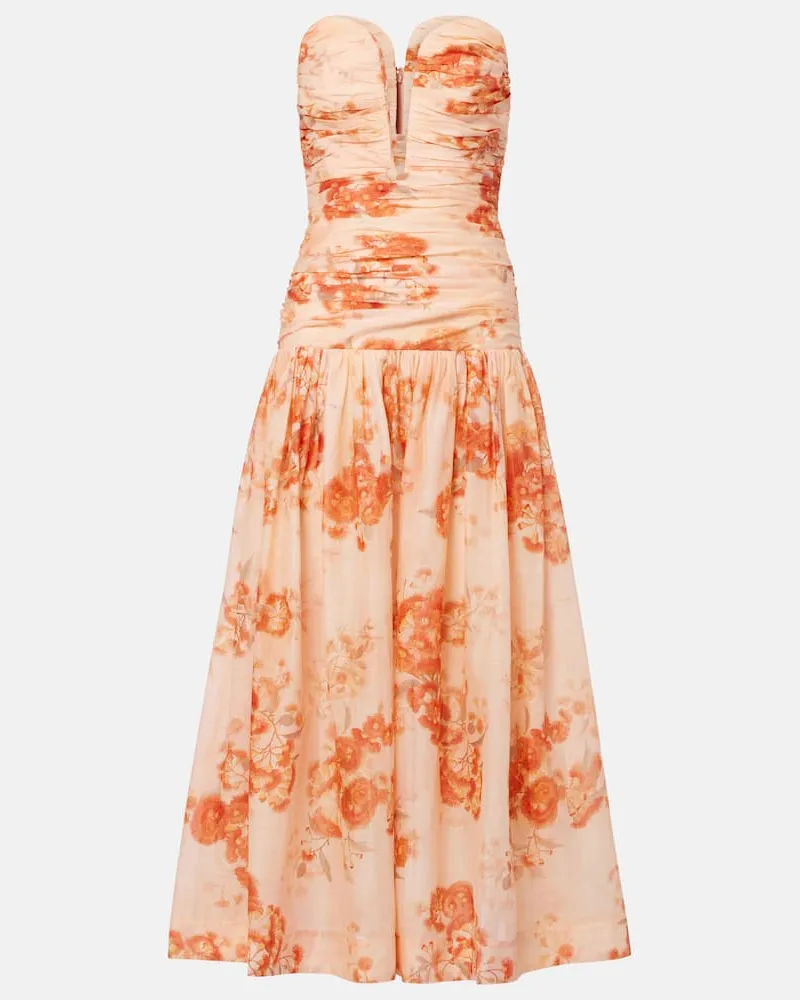 Zimmermann Bedrucktes Midikleid Cascadian Rot