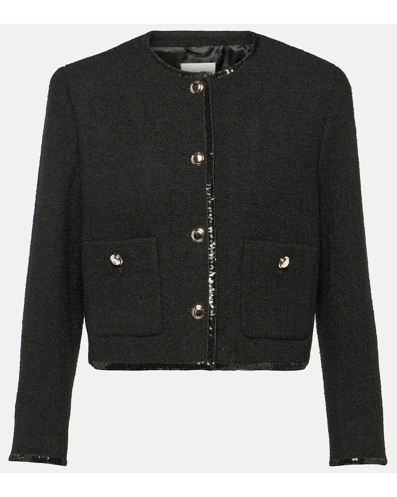 Miu Miu Cropped-Jacke aus Tweed Schwarz