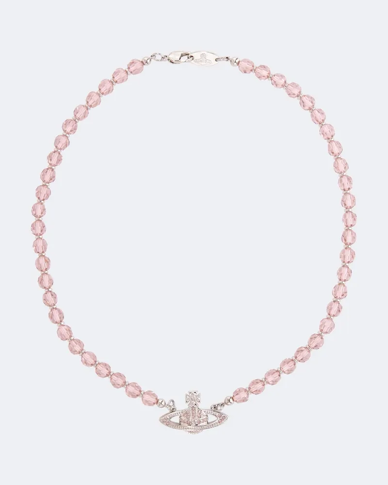 Vivienne Westwood Choker Messaline mit Kristallen Rosa