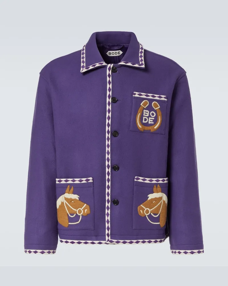 BODE Bestickte Jacke Bronco aus Wolle Violett