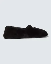 Prada Slip-Ons aus Shearling Schwarz