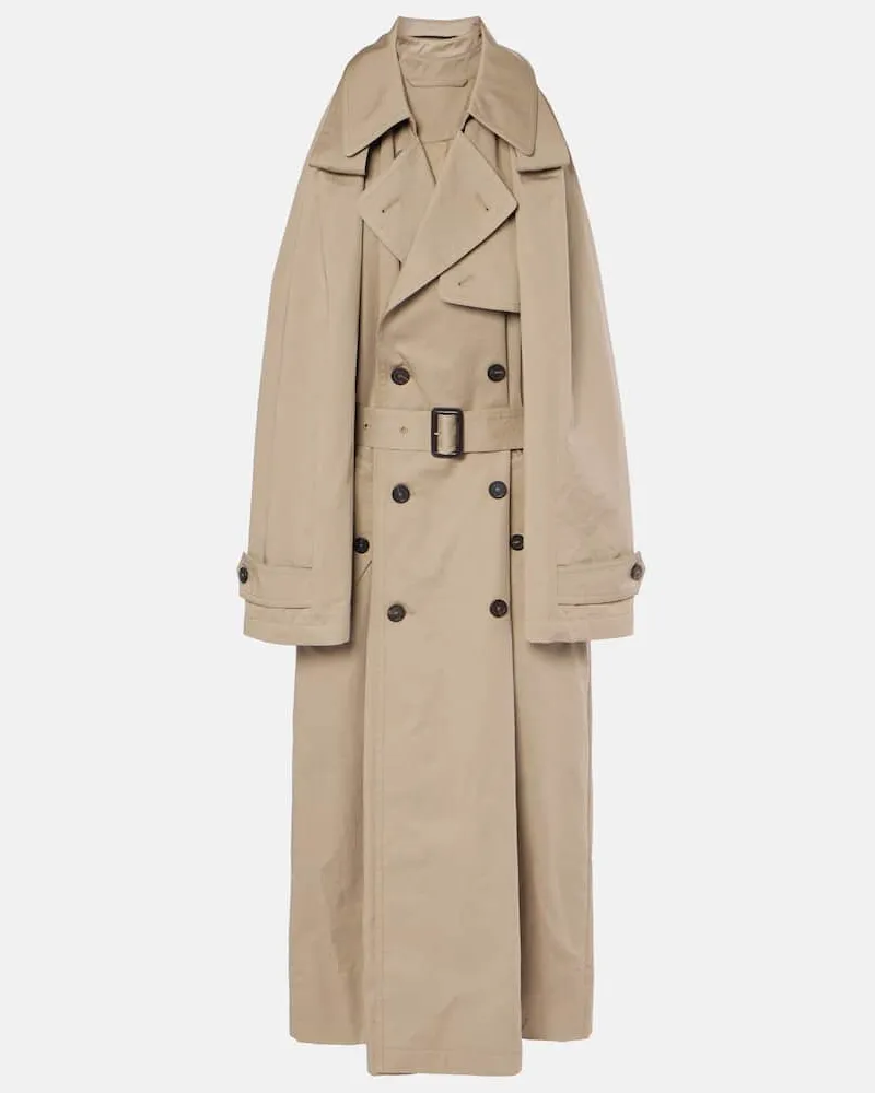 Balenciaga Midikleid Suspended Trench aus Baumwoll-Twill Beige