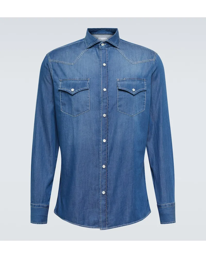 Brunello Cucinelli Jeanshemd Blau