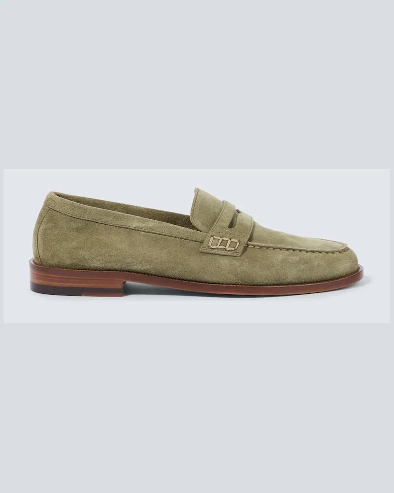Manolo Blahnik Loafers Perry aus Veloursleder Grün