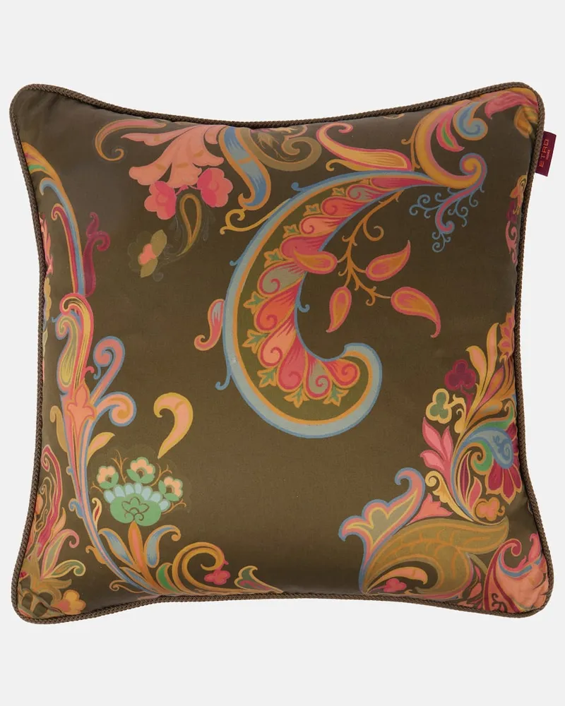 Etro Kissen Kentia aus Baumwollsatin Grün