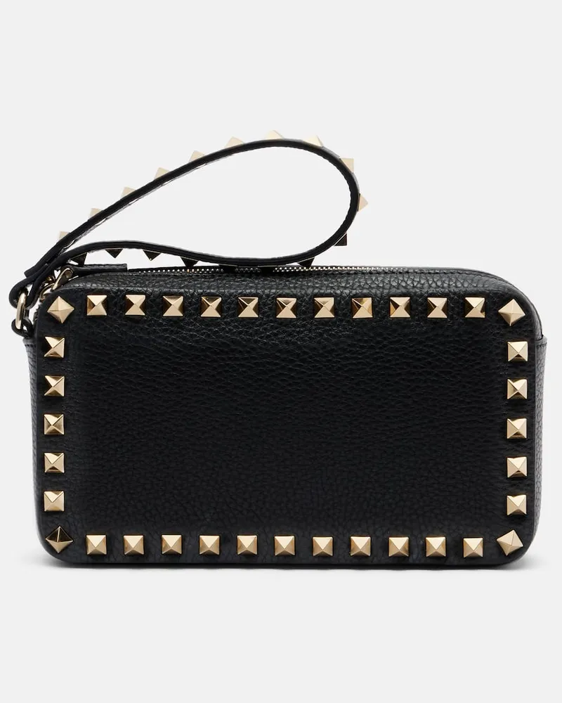 Valentino Garavani Clutch Rockstud Small aus Leder Schwarz
