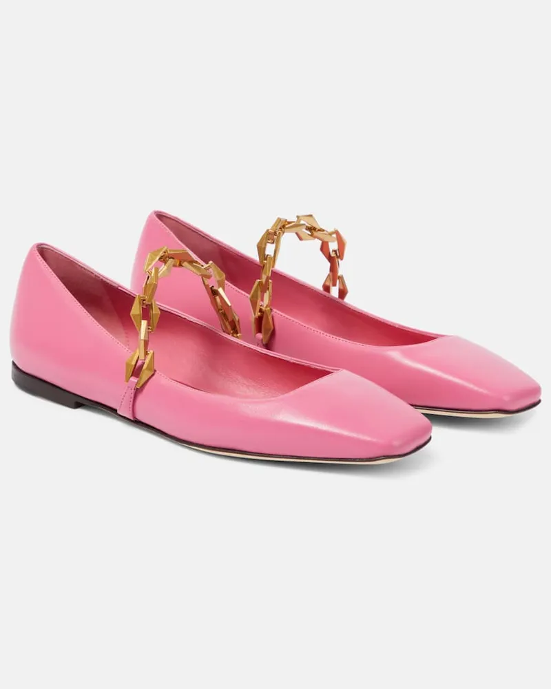 Jimmy Choo Ballerinas Diamond Tilda aus Leder Rosa