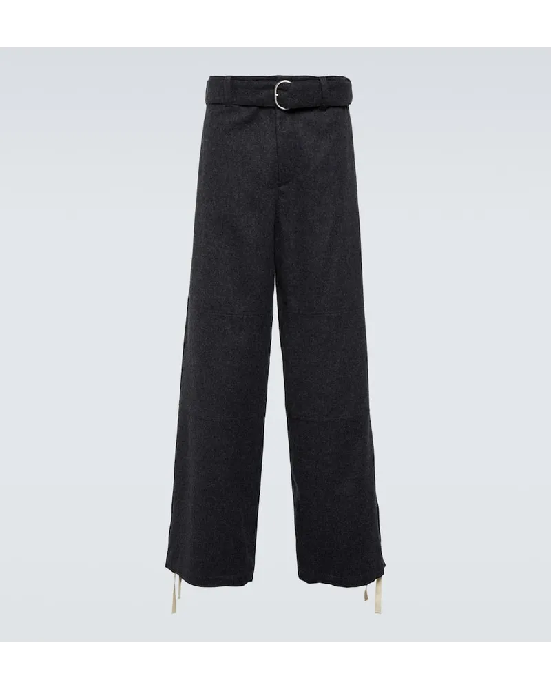 Jil Sander Weite Hose aus Schurwolle Grau