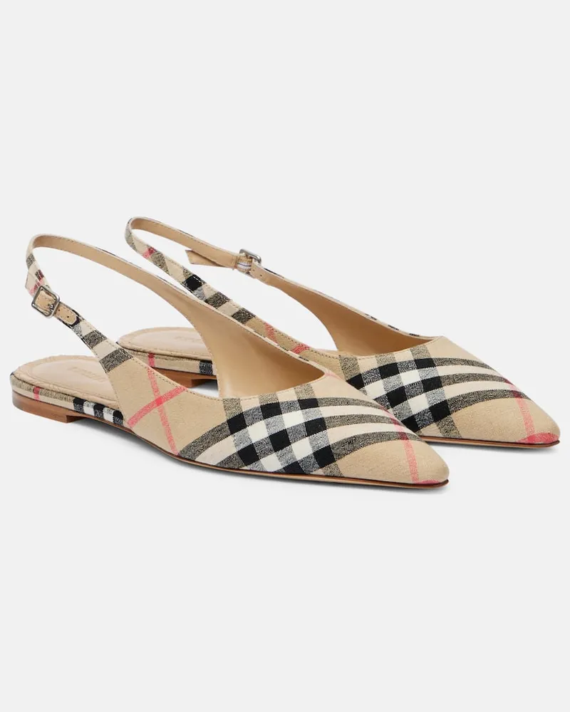 Burberry Slingback-Ballerinas Birdie Burberry Check aus Canvas Beige